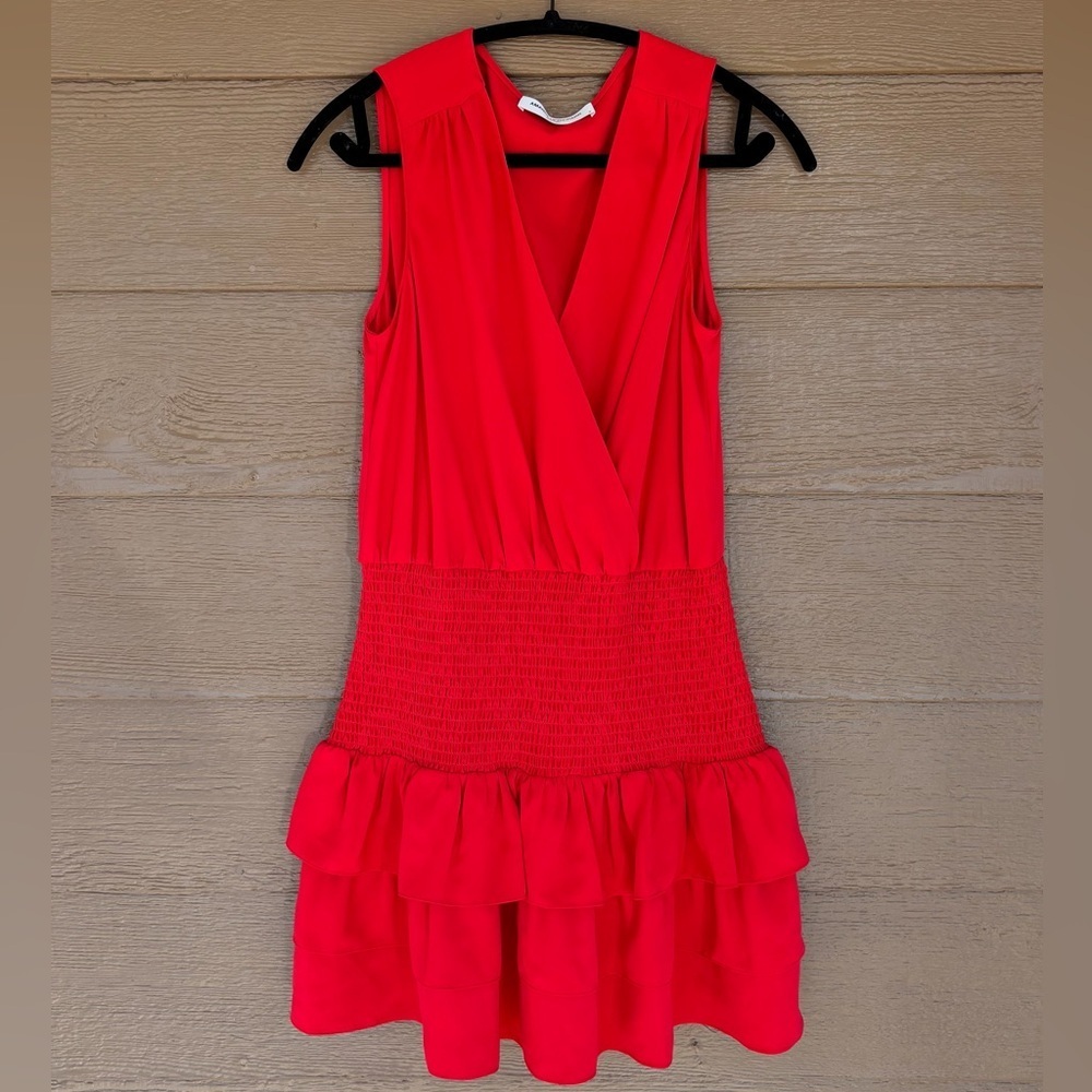 Amanda Uprichard Vibrant Red Dress with Cinched Waist Size M - Picture 2 of 6